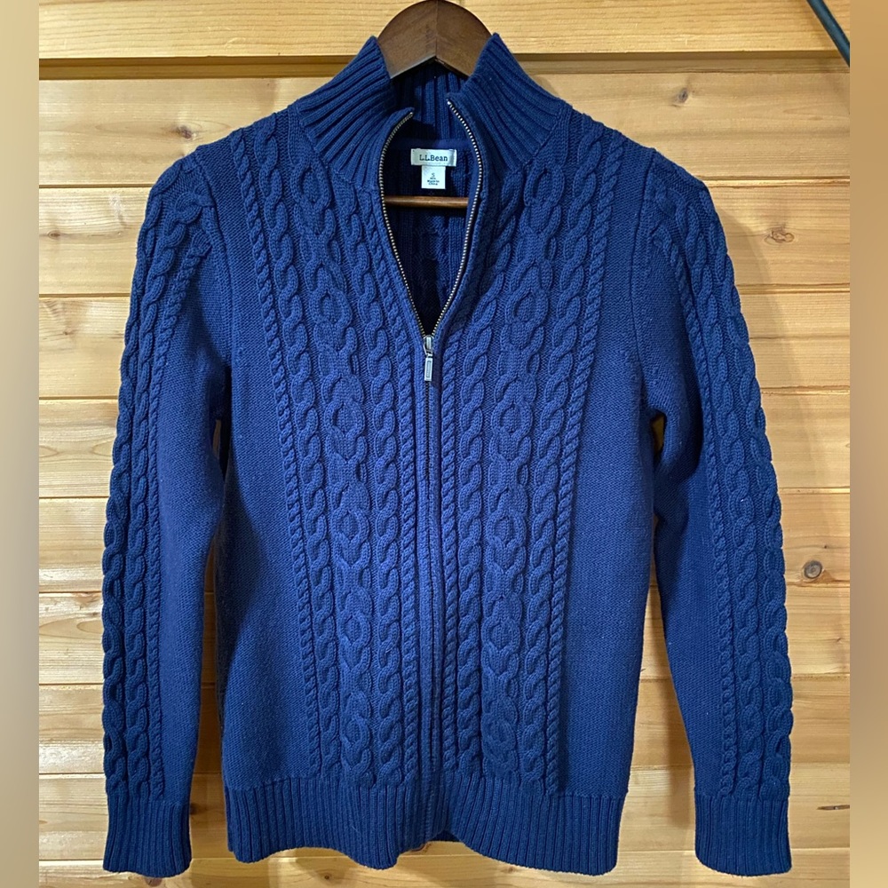 Women's L.L.Bean Sweater Zip Cardigan Small Blue
